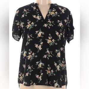 Alice Blue Size L Short Sleeve Blouse Black floral